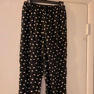 Black Flowy Pant w/ Sunflowers and Drawstring